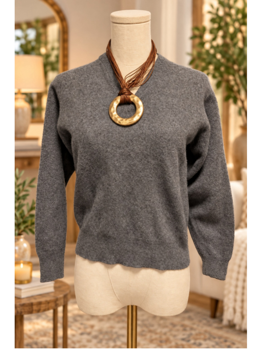 Vintage Forstmann 100% Cashmere Gray V Neck Pullover Sweater Luxury Size S/M 44